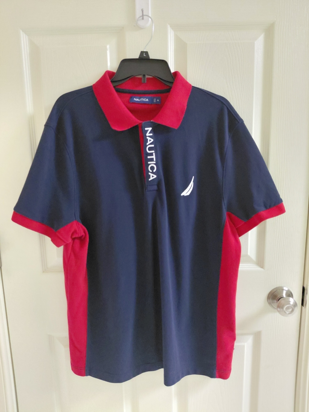 Nautica Navy Polo with Red Accents and White Logo
